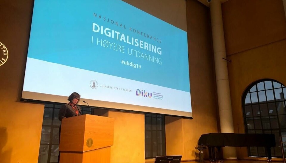 Oddrun Samdal åpnet årets nasjonale digitaliseringskonferanse, slik hun gjorde i fjor.