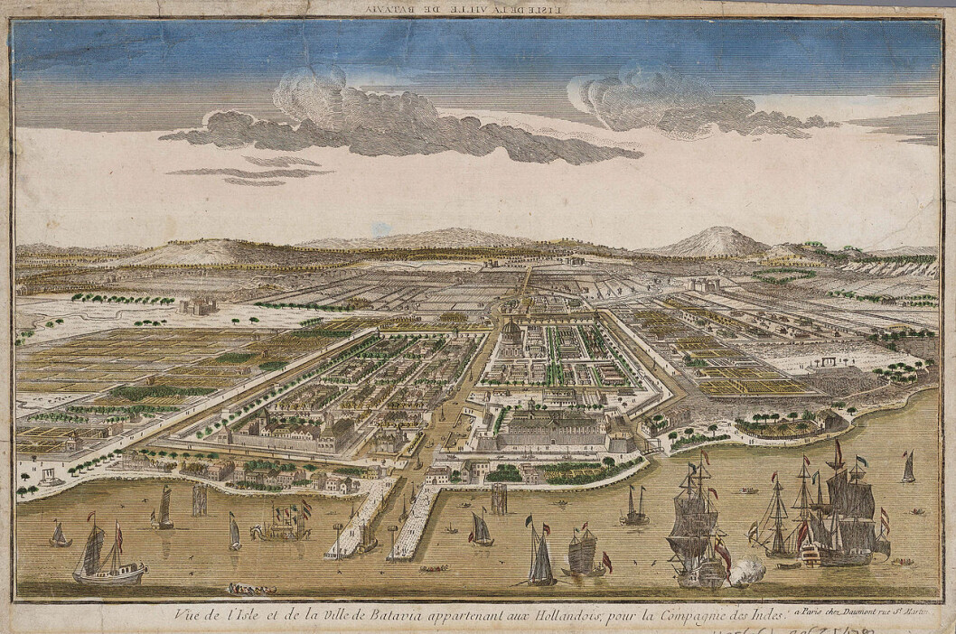 Samtidig prospekt av Batavia (no Jakarta) som då Hans Kielland besøkte byen. Samtidig prospekt av Batavia (no Jakarta) som då Hans Kielland besøkte byen.