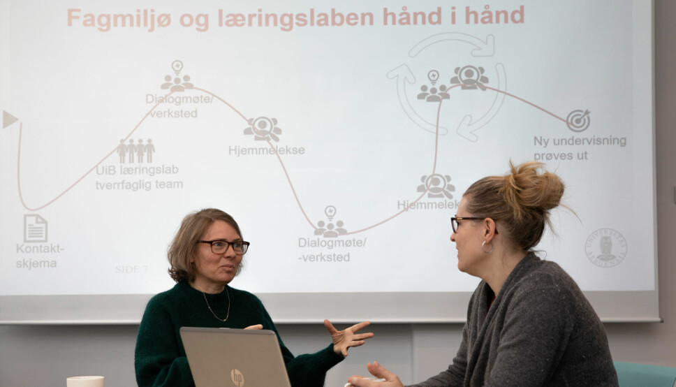 HAR FORNYET EX.PHIL. PÅ SV og HF: Vibeke Tellmann fra ex.phil. og Karianne Omdahl fra UiB læringslab har sett mye til hverandre det siste året – fysisk og digitalt.