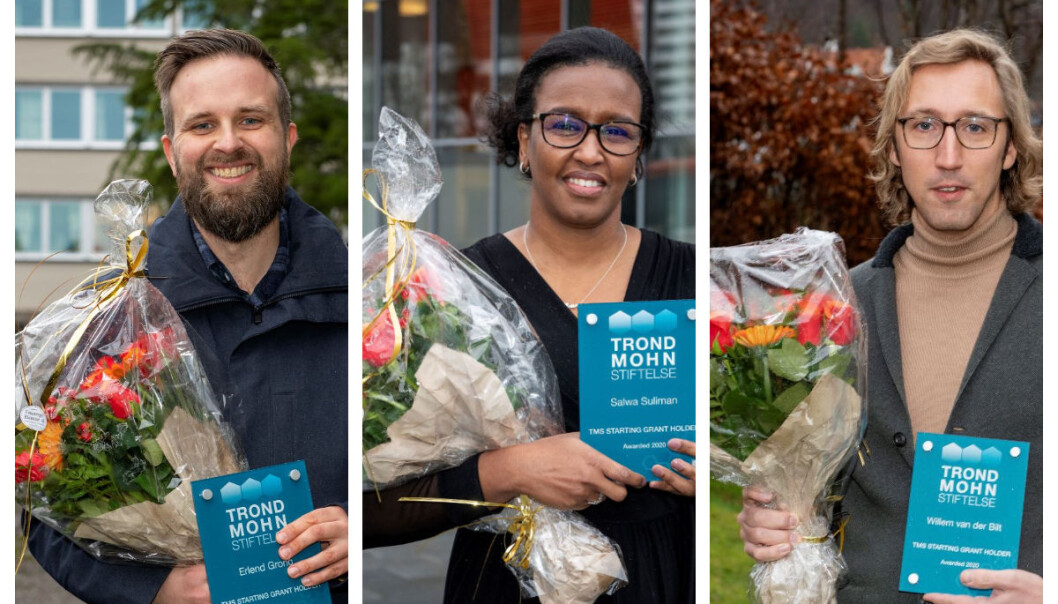 Som mottakere av TMS Starting Grant, kan (f.v.) Erlend Grong, Salwa Suliman og Willem van der Bilt nå bygge opp grupper rundt egen forskning, innen henholdsvis matematikk, stamcelleforskning og klimaforskning Som mottakere av TMS Starting Grant, kan (f.v.) Erlend Grong, Salwa Suliman og Willem van der Bilt nå bygge opp grupper rundt egen forskning, innen henholdsvis matematikk, stamcelleforskning og klimaforskning