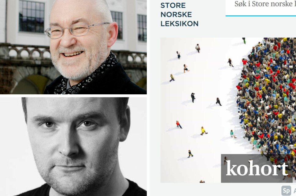 PANDEMIORD: Artikkelen 'kohort' ble lest 80.000 ganger i fjor. Sigmund Grønmo og Eirik Holmøyvik er fagansvarlige i SNL.