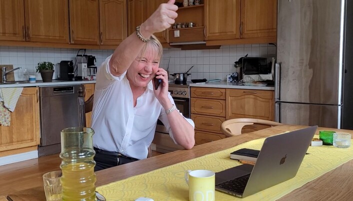 Augeblinken då Margareth Hagen fekk vite at ho vann rektorvalet. Augeblinken då Margareth Hagen fekk vite at ho vann rektorvalet.