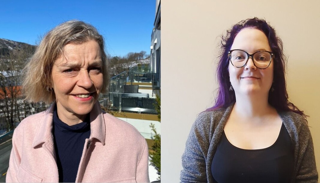 Fra venstre Cecilie Øvstedal fra Vestland fylkeskommune og Ina Rokne Midtun jobber på Støttetelefonen for unge vedsiden av studier på UiB Fra venstre Cecilie Øvstedal fra Vestland fylkeskommune og Ina Rokne Midtun jobber på Støttetelefonen for unge vedsiden av studier på UiB