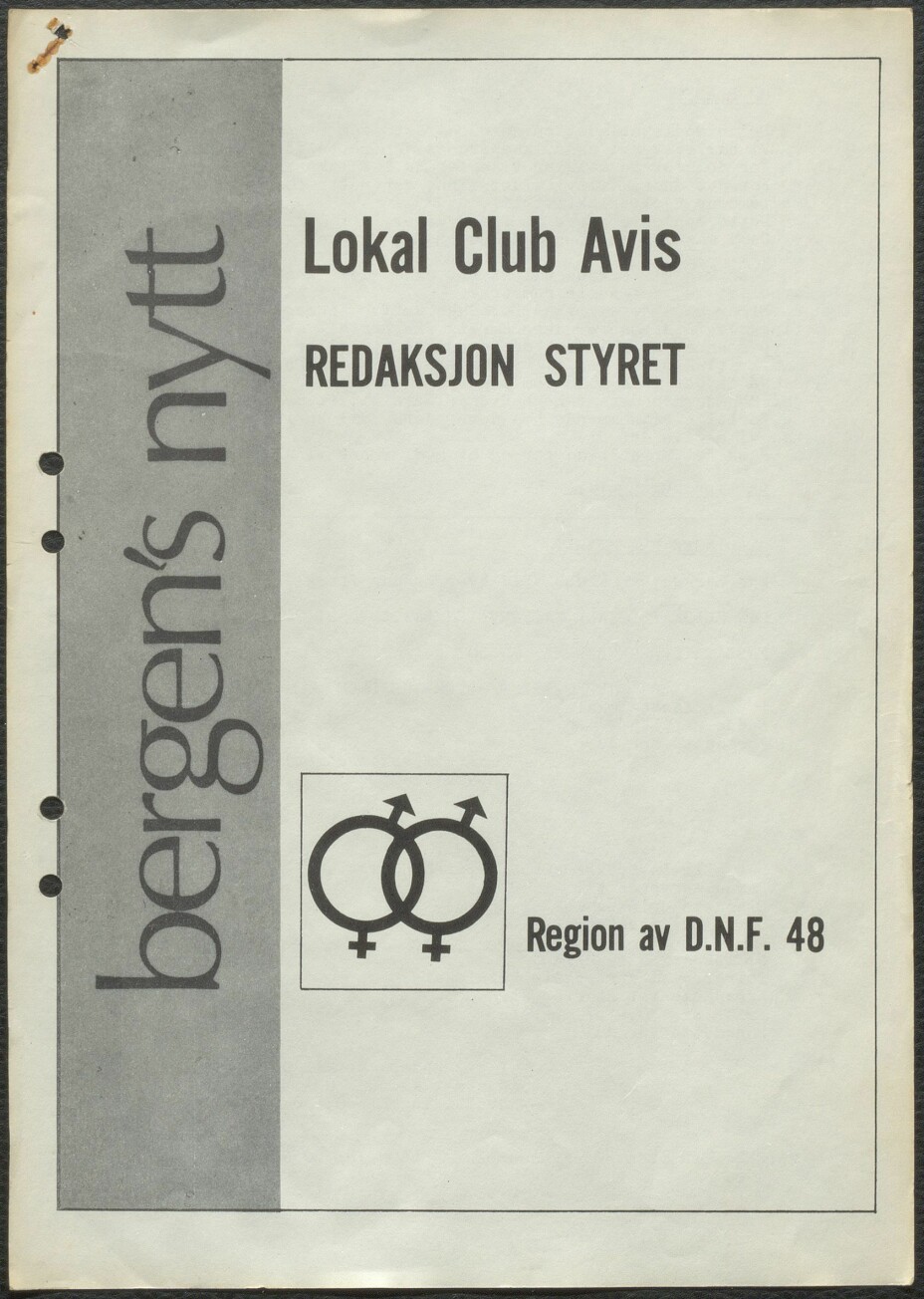 Lokal Club Avis. Den første utgaven av Bergensnytt, 1972.