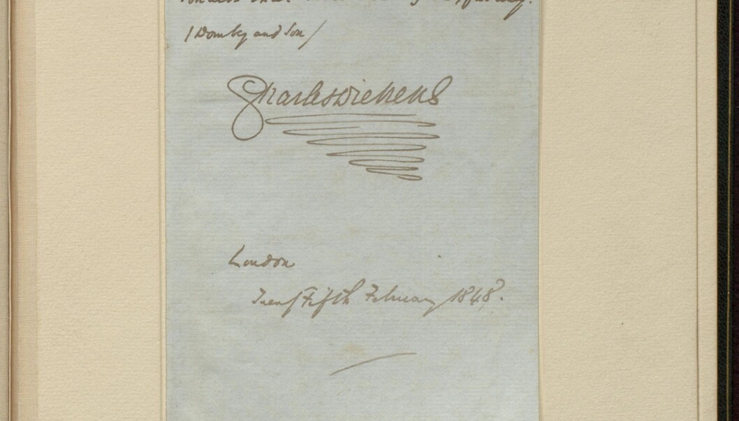Dickens’ karakteristiske signatur som avslutter brevet datert 25. februar 1848. Dickens’ karakteristiske signatur som avslutter brevet datert 25. februar 1848.