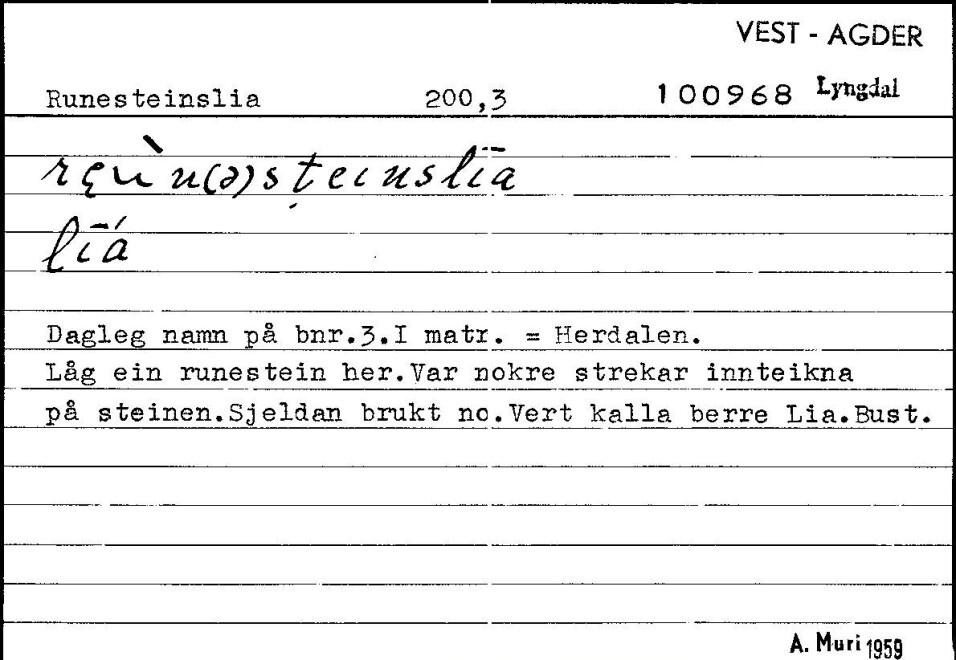 Setel på Raunesteinslia fra Bustadnamnregisteret.