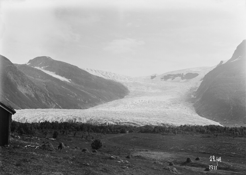 Svartisen, Engabræen, 1911. Foto: John Bernhard Rekstad (ubb-jr-202-004). Billedsamlingen, UB Bergen.
