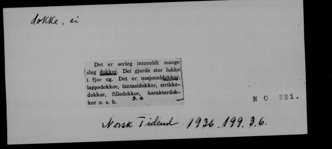 Ordsetel frå Norsk Ordboks arkiv. Ordsetel frå Norsk Ordboks arkiv.