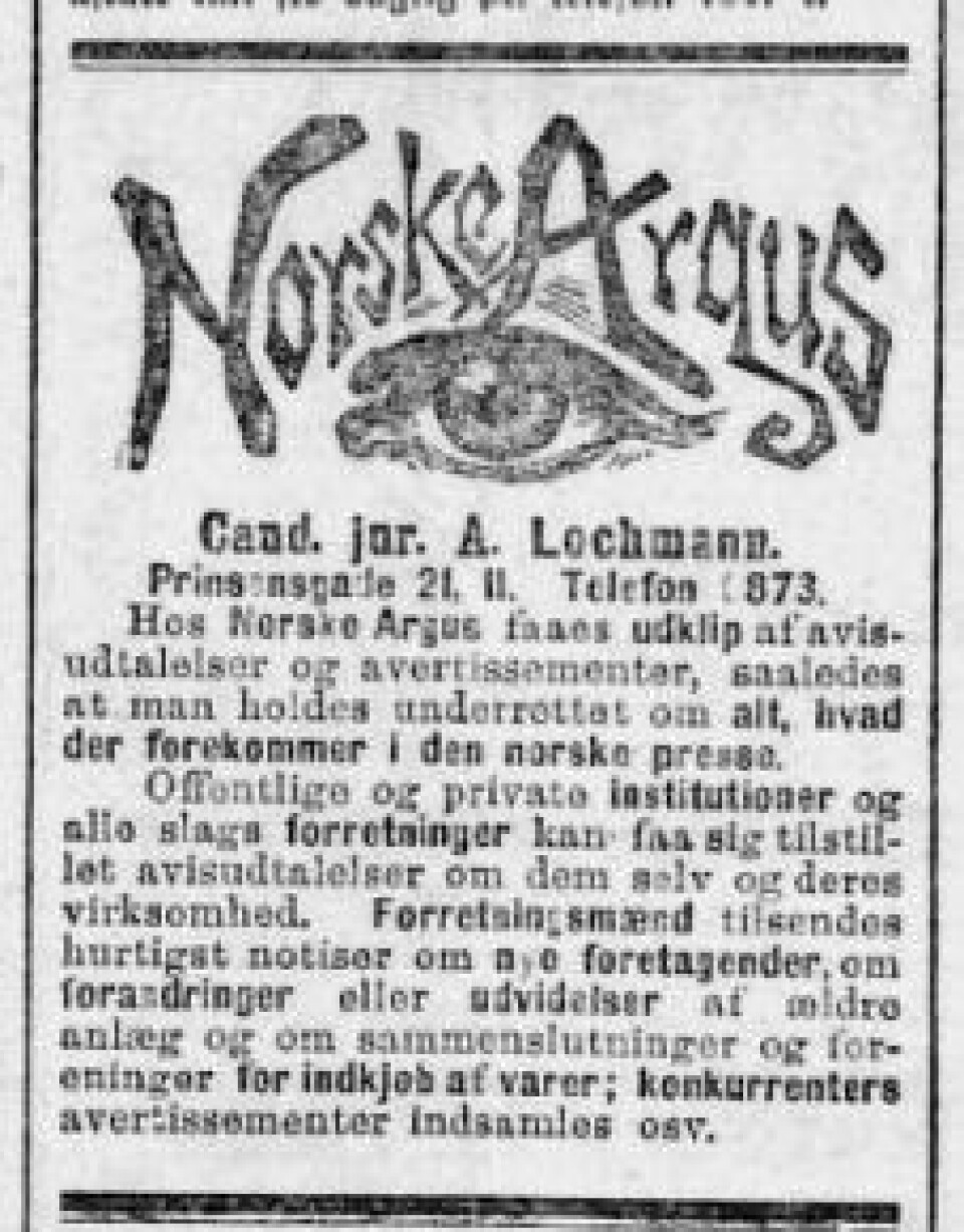 Reklameannonse fra Morgenbladet 11.januar 1899.