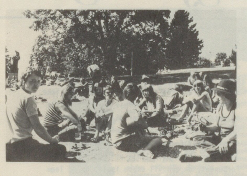 DNF-48 var 25 år i 1975. Det resulterte i stor feiring over flere dager. Piknik, stand og det aller første Pridetoget med ca. 50 deltakere. Foto: Ukjent/Fritt Fram/Skeivt arkiv.