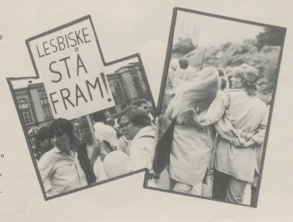 En av parolene i homotoget i 1982. Foto Vidar Knai/Fritt Fram/Skeivt arkiv.