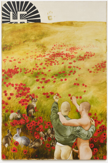 Love in Union: Amorous Meeting av Attila Richard Lukacs, 1992. Reproduksjon av et originalt kunstverk, olje på lerret, 299 x 200,6 cm. Foto: Rachel Topham Photography. Love in Union: Amorous Meeting av Attila Richard Lukacs, 1992. Reproduksjon av et originalt kunstverk, olje på lerret, 299 x 200,6 cm. Foto: Rachel Topham Photography.