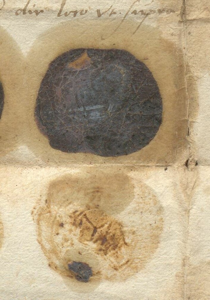 Segl påtrykt diplom fra 10. desember 1570 fra Hordaland. Segl påtrykt diplom fra 10. desember 1570 fra Hordaland.