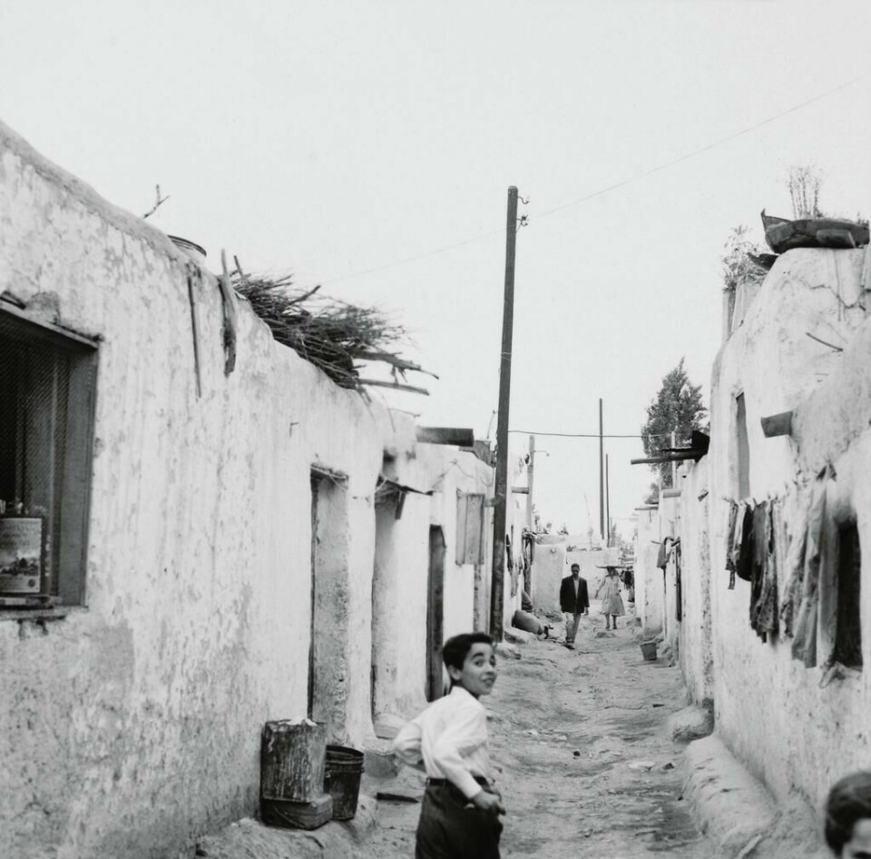 FN i Syria. April/mai 1959. Leir for palestinske flyktninger i Damaskus (trolig Alliance Camp). Foto: Jørgen Grinde (ubb-jg-k-0578-10).