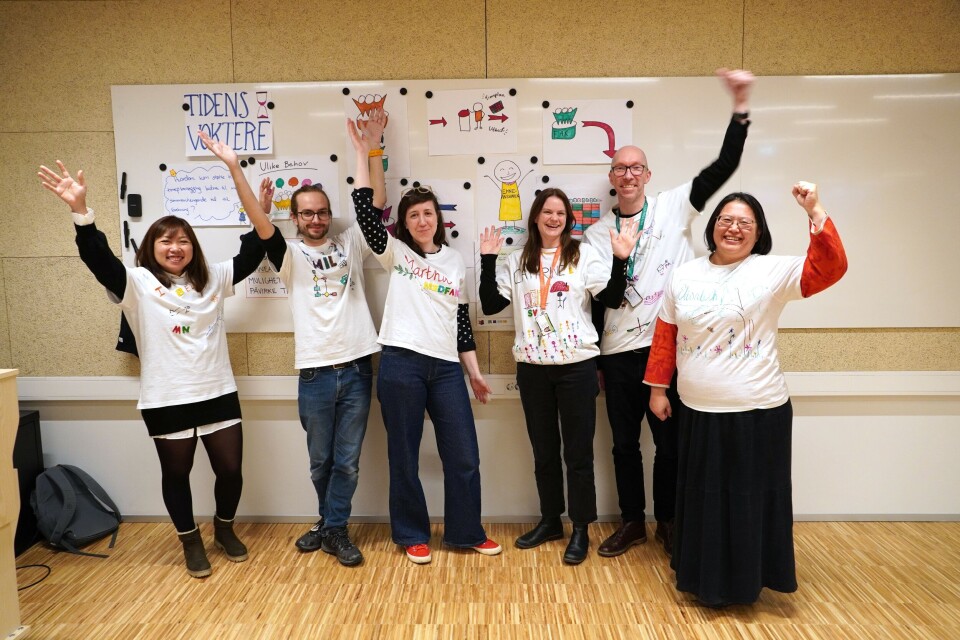 Vinnergruppen Tidens voktere tok seieren under finalen i Tjenesteinnovasjonsprogrammet. Fra venstre: Elisabeth Akselvoll, Emil Hausvik, Martha Houen Dahle, Cathrine Jensen, Yngve Brynjulfsen og Isabell Lyntun.