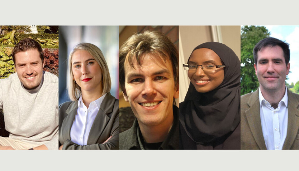 Kandidatane som stiller til val for Gruppe B. Frå venstre: Emil Julien Stautland Perron, Ida-Elise Seppola Asplund, Sergej Tchirkov, Khadra Yasien Ahmed og Peter Sebastian Hatlebakk.