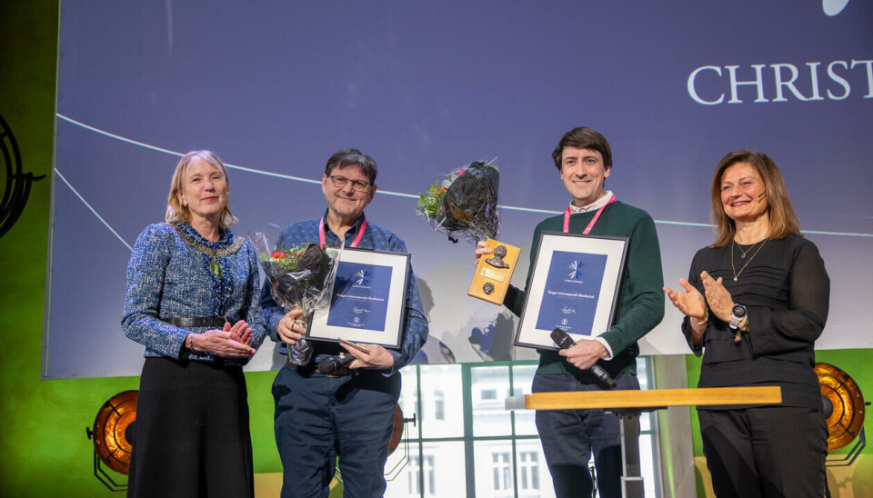 BIFF fikk Christieprisen under Christiekonferansen 2024. Fra venstre: rektor Margareth Hagen, tidligere festivalsjef Tor Fosse, dagen festivalsjef Kristian Fyllingsnes og prorektor Pinar Heggernes.