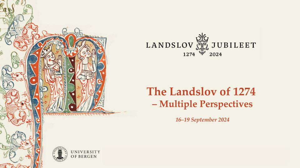 Plakat for Landslovjubileets konferanse i Bergen.