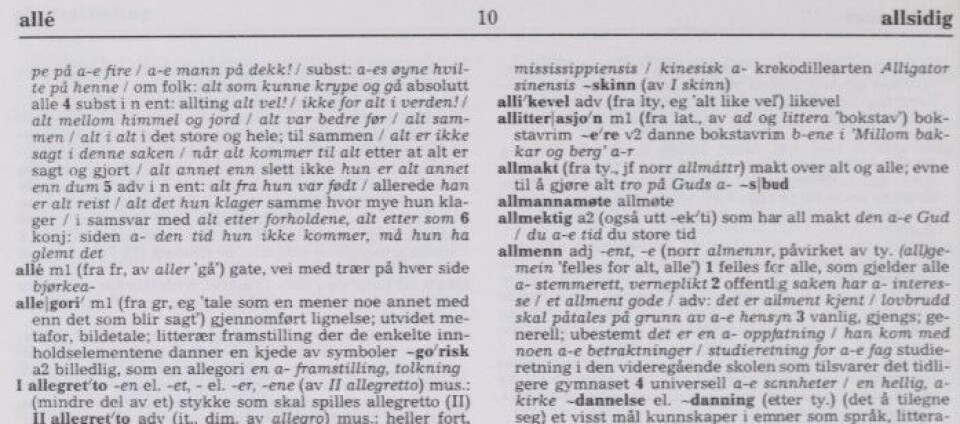 Klipp frå Bokmålsordboka 1986.