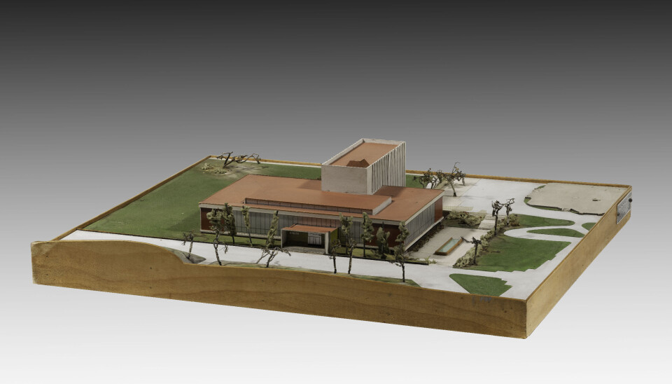 Modell av det nye Universitetsbiblioteket, 1961. Fotograf: Morten Heiselberg.