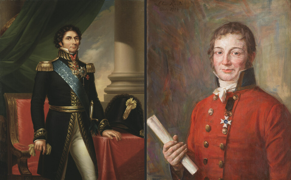 Montasje - Fra venste: Kong Karl III Johan malt av François Gérard og President Christie malt av Olav Rusti. Montasje - Fra venste: Kong Karl III Johan malt av François Gérard  og President Christie malt av Olav Rusti.