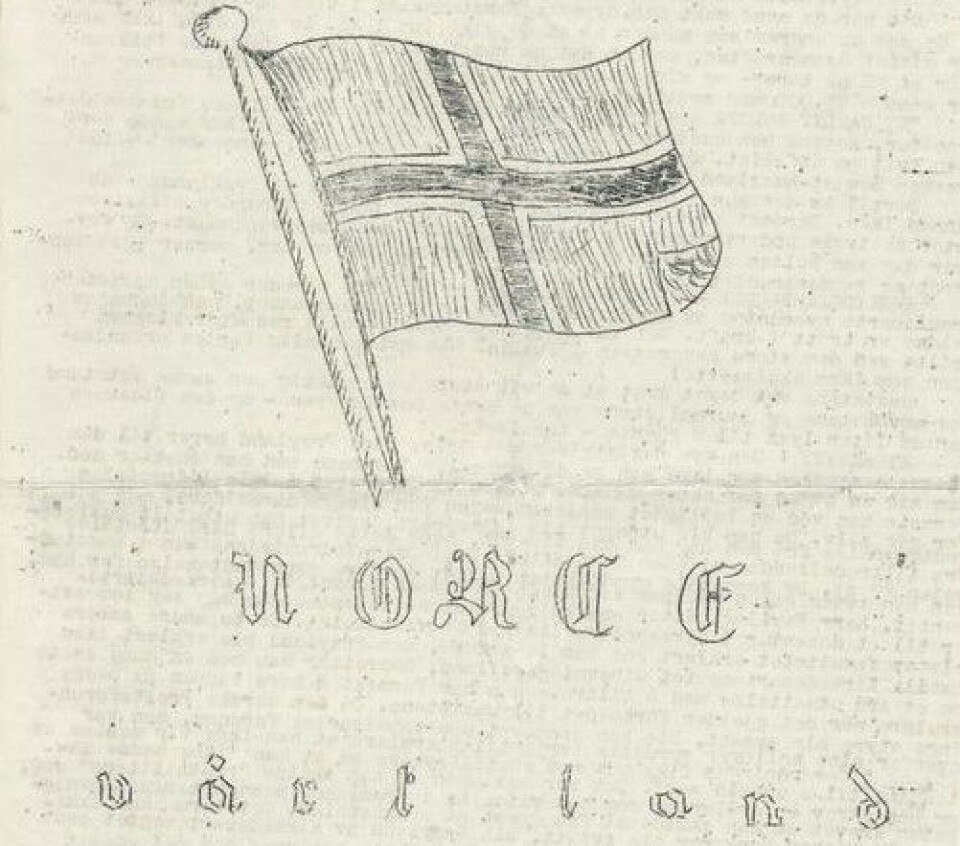 Utsnitt av forsiden til den illegale avisen Norge vårt land, 12. juni 1942.