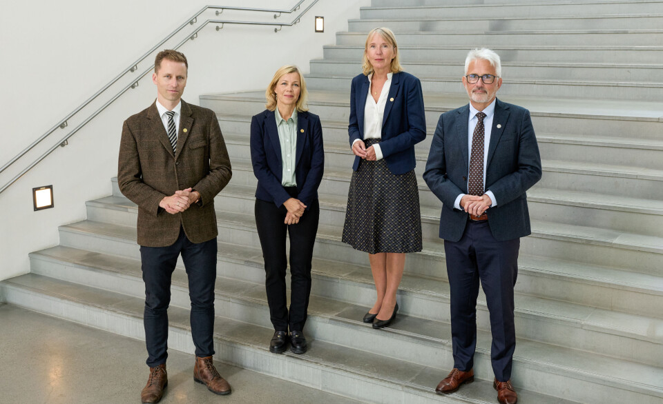 Det nye rektoratet fra 1. august: Kristoffer Chelsom Vogt (viserektor for forskerutdanning og internasjonalisering), Sigrunn Eliassen (prorektor for utdanning), rektor Margareth Hagen og Kjell-Morten Myhr (viserektor for forskning, innovasjon og samhandling).