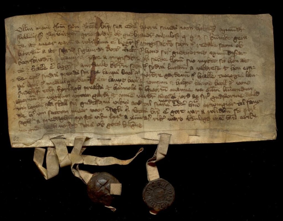 Diplomet fra 1403 som nevner „Hialla» i linje 6 (ubb-diplom-0065).